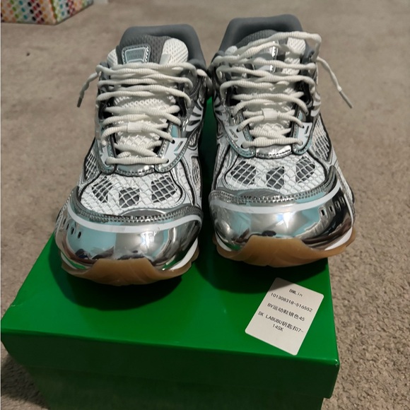 Bottega Veneta Silver and White Sneakers - Picture 1 of 5